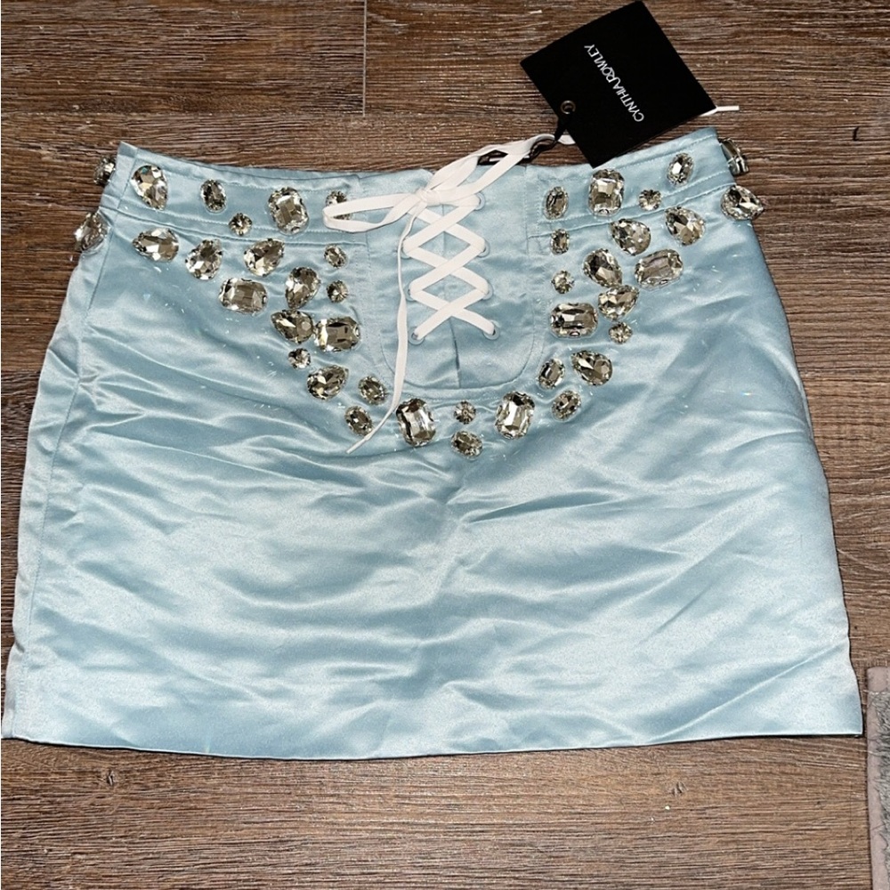 Cynthia Rowley Blue Embellished Mini Pencil Skirt